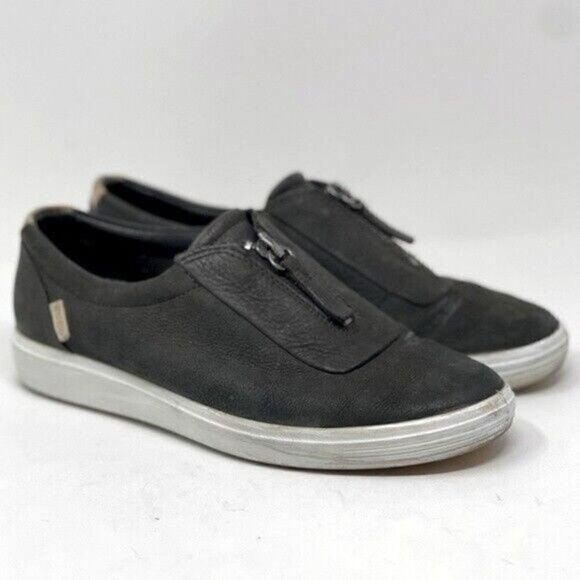 Ecco womans soft slip in sneakers black suede us 6 BoxM - Picture 1 of 8